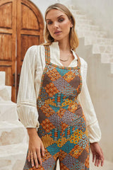 Floral Crisscross Strap Wide Leg Overalls - Trendsi - Flyclothing LLC