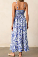 Floral Print Spaghetti Strap High Waist Dress - Trendsi - Flyclothing LLC