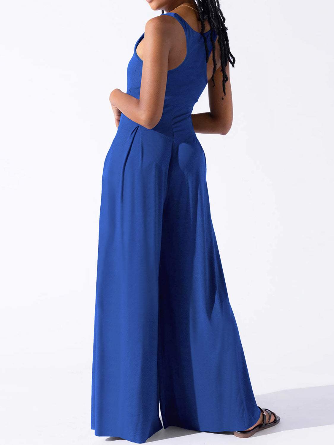 Square Neck Wide Strap Jumpsuit - Trendsi - Flyclothing LLC