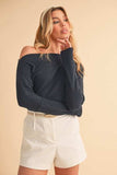 Aemi + Co One Shoulder Long Sleeve Knit Top - Trendsi - Flyclothing LLC