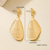 18K Gold-Plated Textured Dangle Earrings - Trendsi - Flyclothing LLC