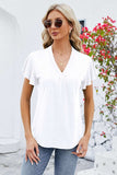 V-Neck Flutter Sleeve T-Shirt - Trendsi - Flyclothing LLC