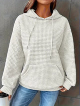 Textured Knit Drawstring Hoodie - Trendsi - Flyclothing LLC
