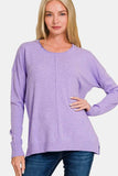 Zenana Front Seam Round Neck Sweater - Trendsi - Flyclothing LLC