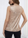 Sequin Cowl Neck Tank - Trendsi
