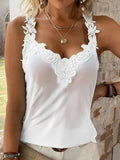 Full Size Lace Detail V-Neck Tank - Trendsi - Flyclothing LLC