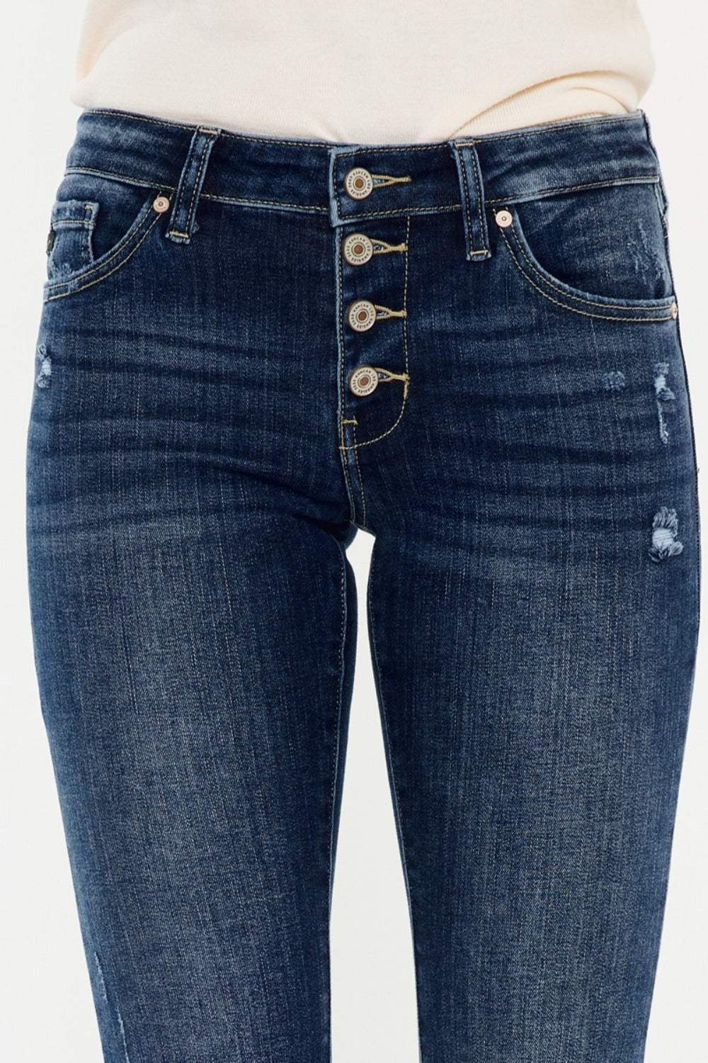 Kancan Mid Rise Button Fly Flare Jeans - Trendsi - Flyclothing LLC