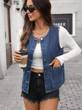 Button Up Denim Vest - Trendsi - Flyclothing LLC