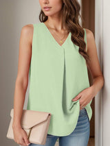 Full Size Ruched V-Neck Tank - Trendsi - Flyclothing LLC