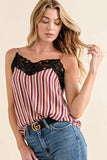 And The Why Stripe Print with Lace Cami - Trendsi