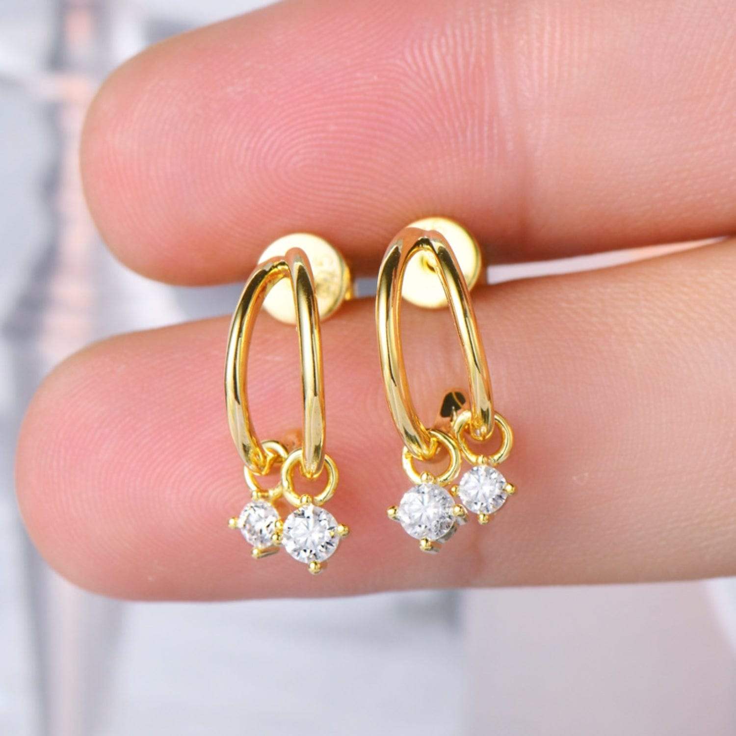 925 Sterling Silver Moissanite C-Hoop Earrings - Trendsi - Flyclothing LLC