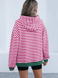 Drawstring Striped Long Sleeve Hoodie - Trendsi - Flyclothing LLC