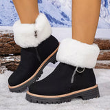 Fuzzy Ankle Boots with Zipper Detail - Trendsi - Flyclothing LLC