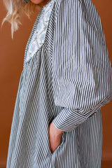Tied Floral Printed Striped Long Sleeve Dress - Trendsi - Flyclothing LLC