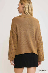 Umgee Crochet Button Down Knit Cardigan - Trendsi - Flyclothing LLC
