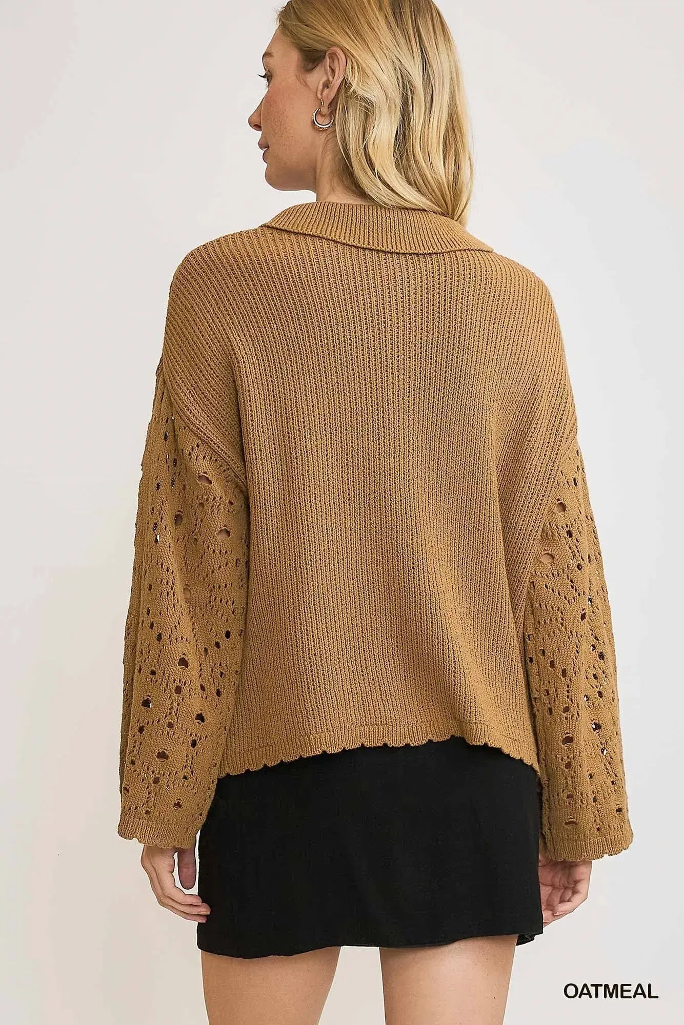 Umgee Crochet Button Down Knit Cardigan - Trendsi - Flyclothing LLC