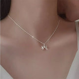 925 Sterling Silver Bow Necklace - Trendsi - Flyclothing LLC