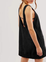 Mandy Round Neck Wide Strap Mini Dress with Pockets - Trendsi - Flyclothing LLC