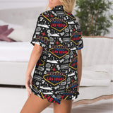 Baha Ranch Viva Las Vegas Western Satin Ruffle Pajama Set
