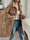 Leopard Button Up Long Sleeve Fuzzy Coat - Trendsi - Flyclothing LLC
