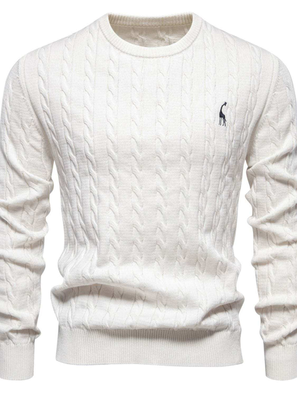 Men's Cable-Knit Round Neck Long Sleeve Sweater - Trendsi - Flyclothing LLC