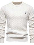 Men's Cable-Knit Round Neck Long Sleeve Sweater - Trendsi - Flyclothing LLC