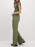 Round Neck Cap Sleeve Top and Pants Set - Trendsi