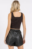 Mittoshop Mineral Wash Corset Crop Stretch Knit Tank - Trendsi