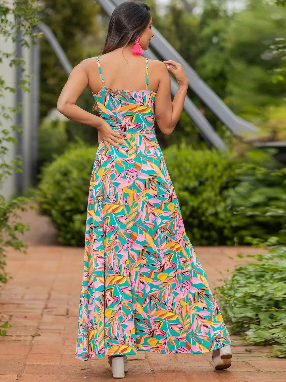 Twisted Printed V-Neck Cami Dress - Trendsi - Flyclothing LLC