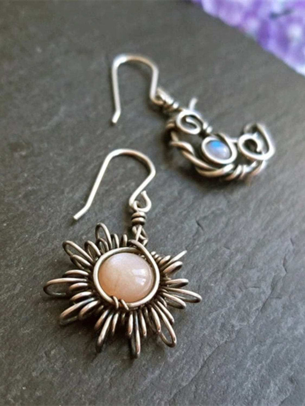 Alloy Moon & Sun Dangle Earrings - Trendsi - Flyclothing LLC