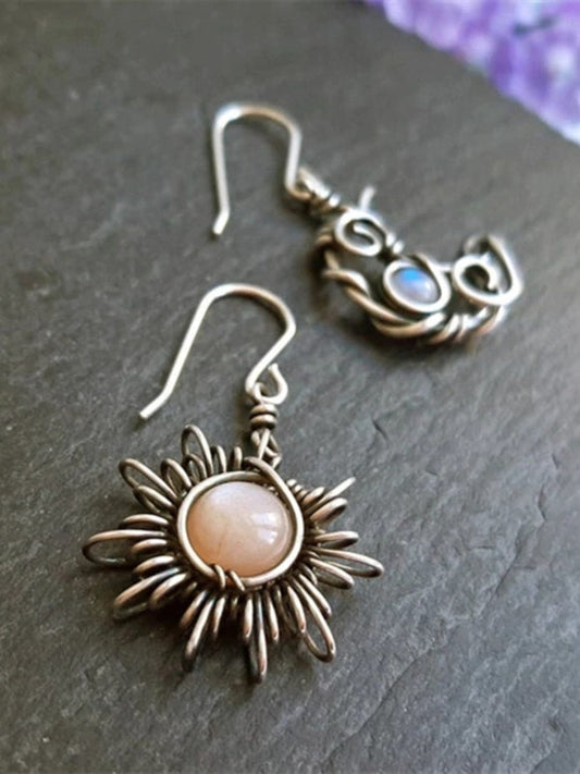Alloy Moon & Sun Dangle Earrings - Trendsi