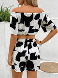 Drawstring Off-Shoulder Top and Shorts Set - Trendsi