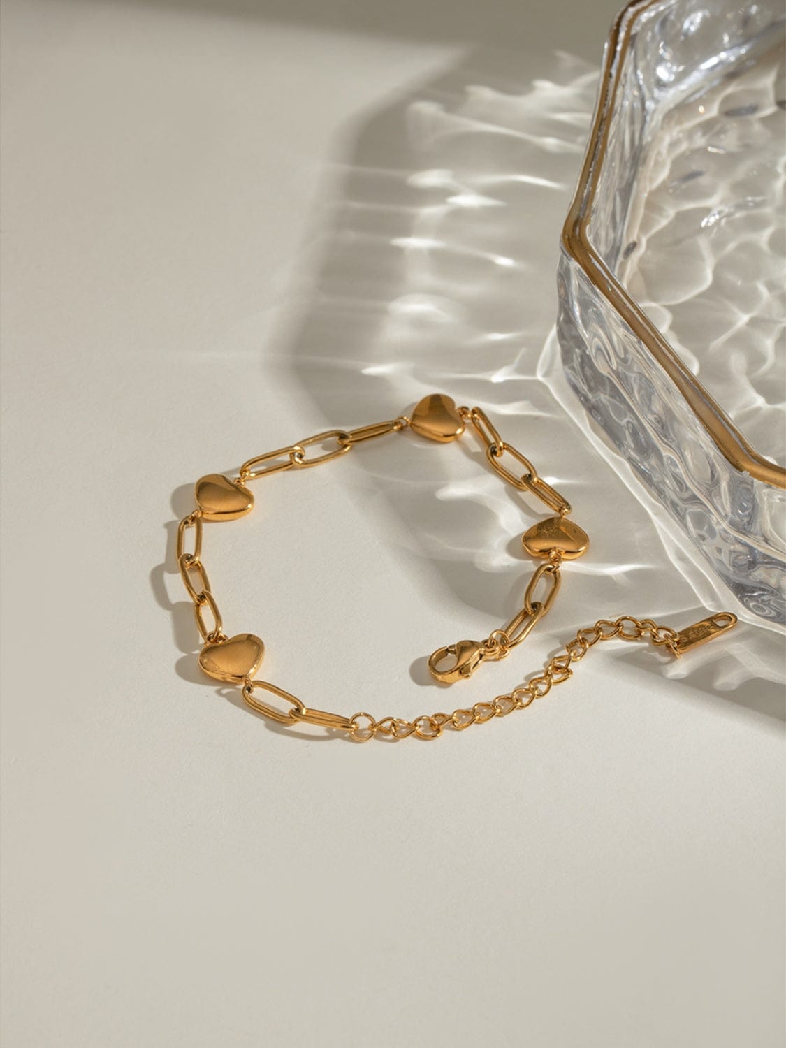 18K Gold-Plated Stainless Steel Heart Bracelet - Trendsi