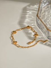 18K Gold-Plated Stainless Steel Heart Bracelet - Trendsi