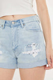 Kancan High Rise Repaired Mom Denim Shorts - Trendsi - Flyclothing LLC