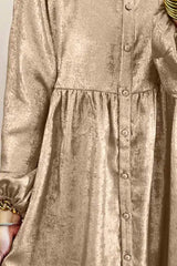 Metallic Sheen Long Sleeve Mini Dress - Trendsi - Flyclothing LLC
