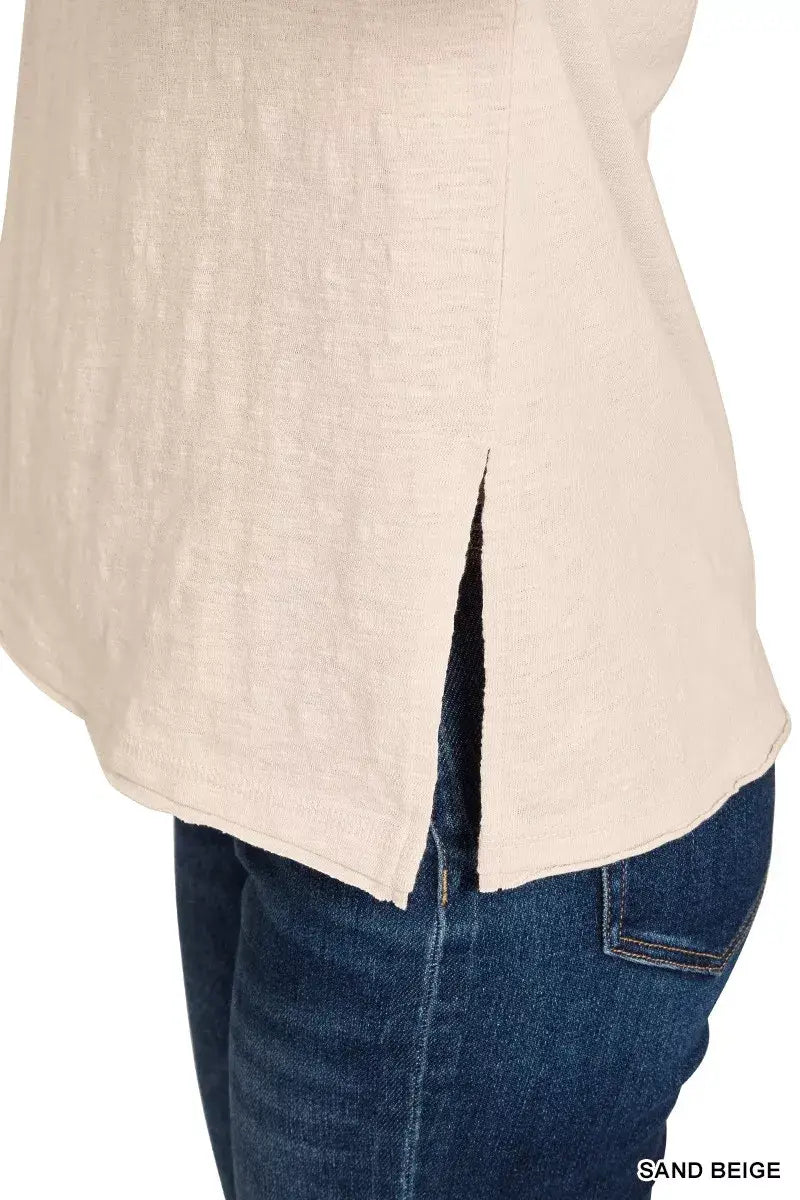 Zenana Cotton Slub Short Sleeve Tee - Trendsi - Flyclothing LLC