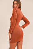 MABLE Front Ruched Button-Down Skinny Mini Shirt Dress - Trendsi - Flyclothing LLC