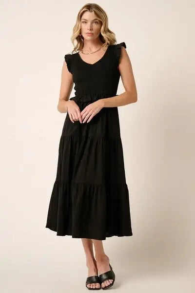 Mittoshop Smocked Ruffled Tiered Midi Dress - Trendsi - Flyclothing LLC
