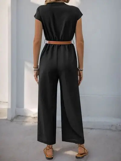 Perfee Notched Wide Leg Jumpsuit - Trendsi - Flyclothing LLC