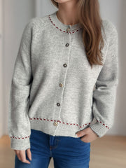 Button Down Long Sleeve Cardigan - Trendsi