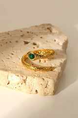 Snake Charmer Malachite Snake-Shaped Bypass Ring - Trendsi - Flyclothing LLC