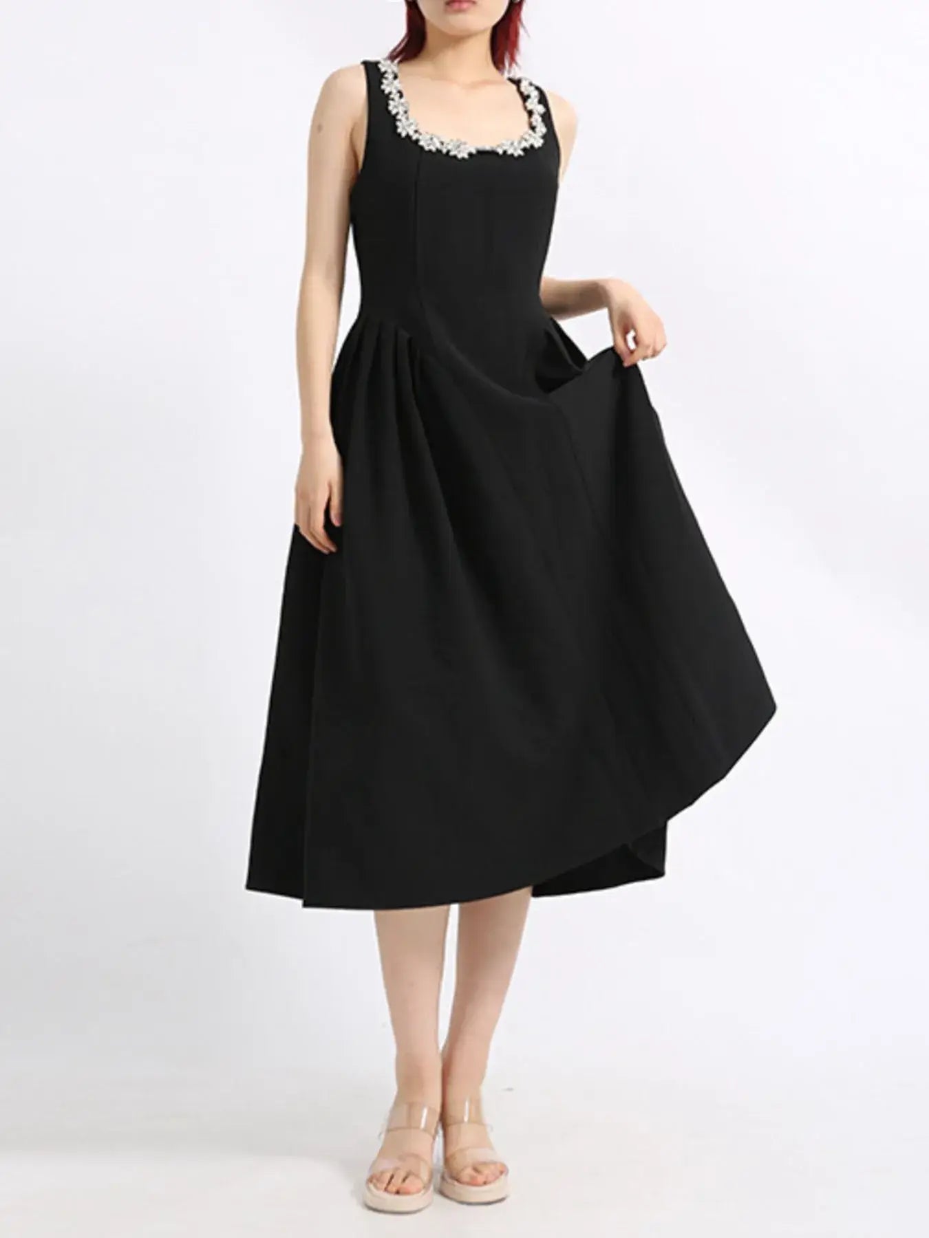 Flower Scoop Neck Sleeveless Dress - Trendsi - Flyclothing LLC