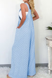 Checkered Pocketed Wide Leg Overalls - Trendsi