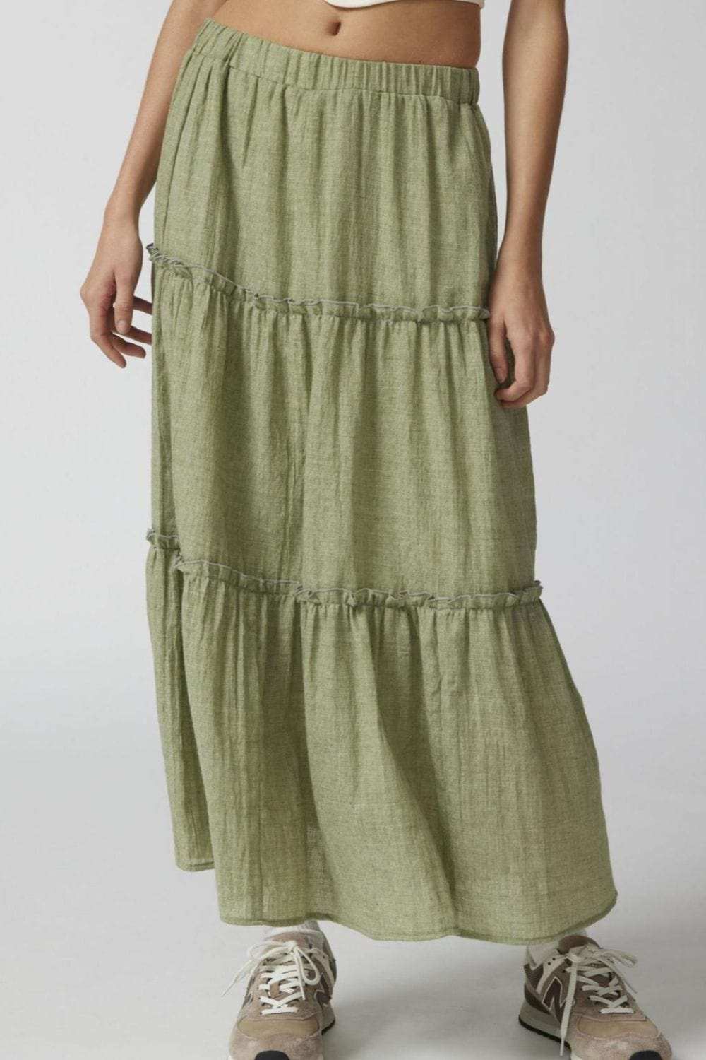 Frill Elastic Waist Skirt - Trendsi - Flyclothing LLC