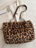 Faux Fur Leopard Shoulder Bag - Trendsi