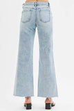 RISEN Full Size Tummy Control Low Rise Wide Leg Raw Cut Hem Jeans Plus Size - Trendsi - Flyclothing LLC