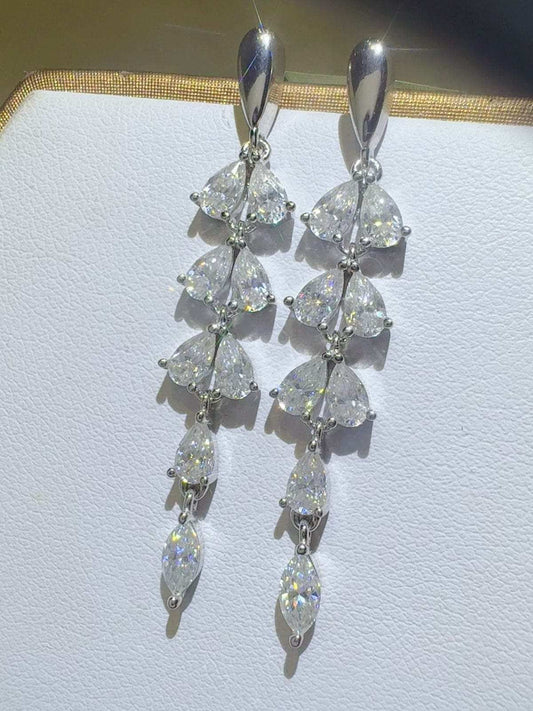 6 Carat Moissanite 925 Sterling Silver Bar Earrings - Trendsi - Flyclothing LLC