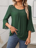 Round Neck Three-Quarter Sleeve Top - Trendsi - Flyclothing LLC