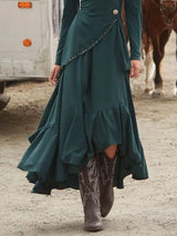 Surplice Asymmetrical Ruffle Hem Maxi Dress - Trendsi - Flyclothing LLC